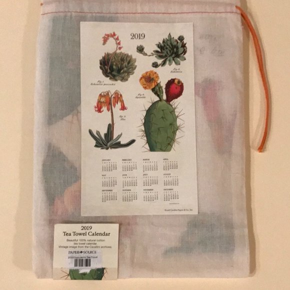 2019 calendar tea towel with cactus NWT - Picture 3 of 16
